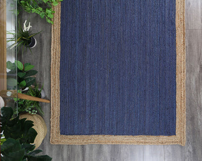 Hampton Navy Blue Centre Jute Rug 240x240cm Round