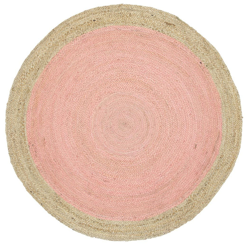 Hampton Pink Centre Jute Round Rug 240x240cm Round