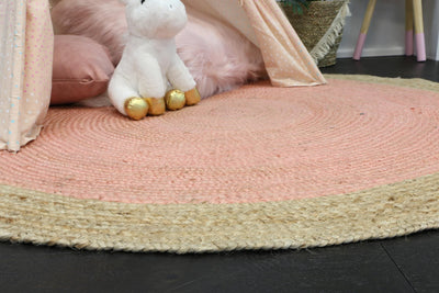 Hampton Pink Centre Jute Round Rug 240x240cm Round