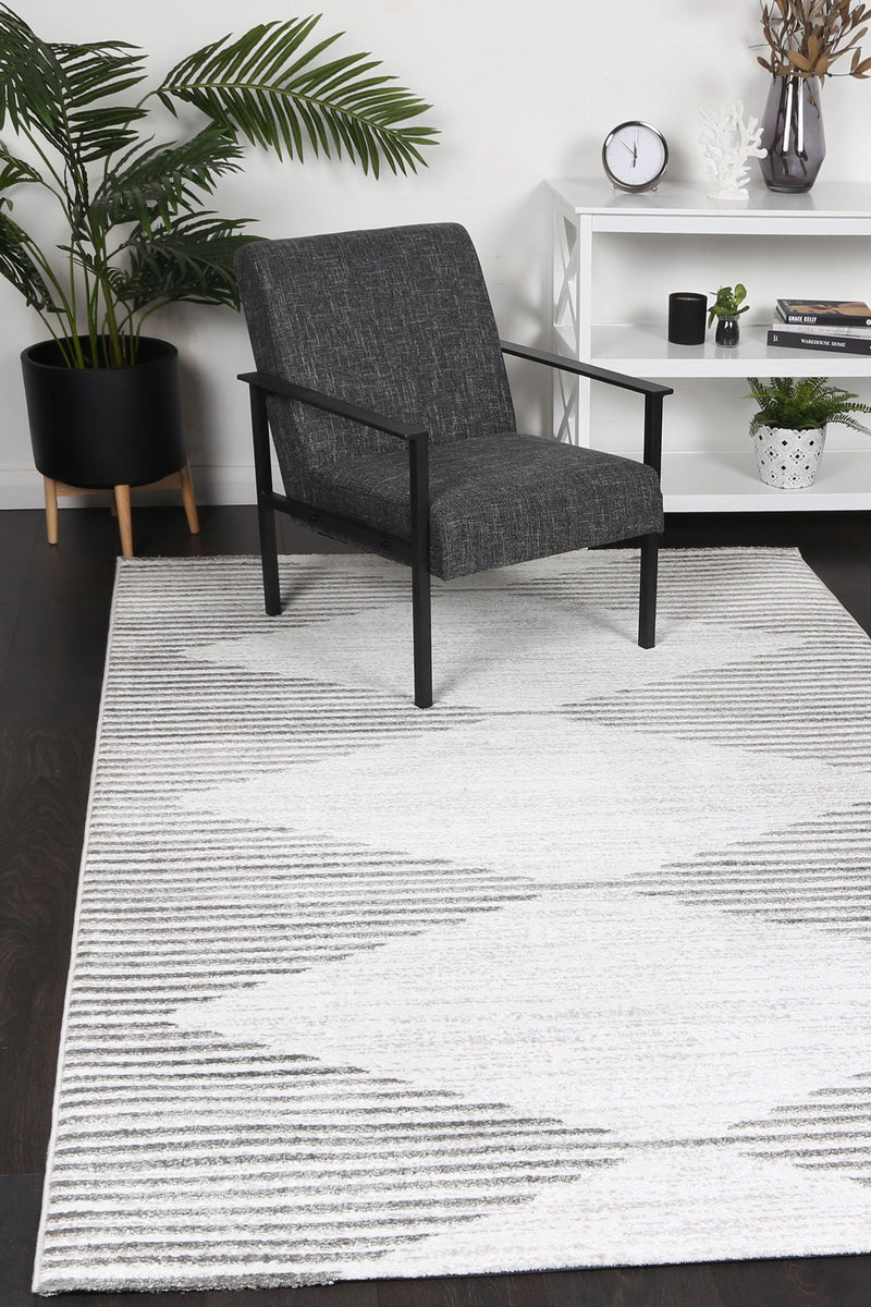 Windjana Abstract Diamond Silver Rug 200x290cm