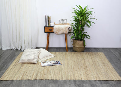 Malmo Beige Stipe Natural Jute Rug  240x330cm