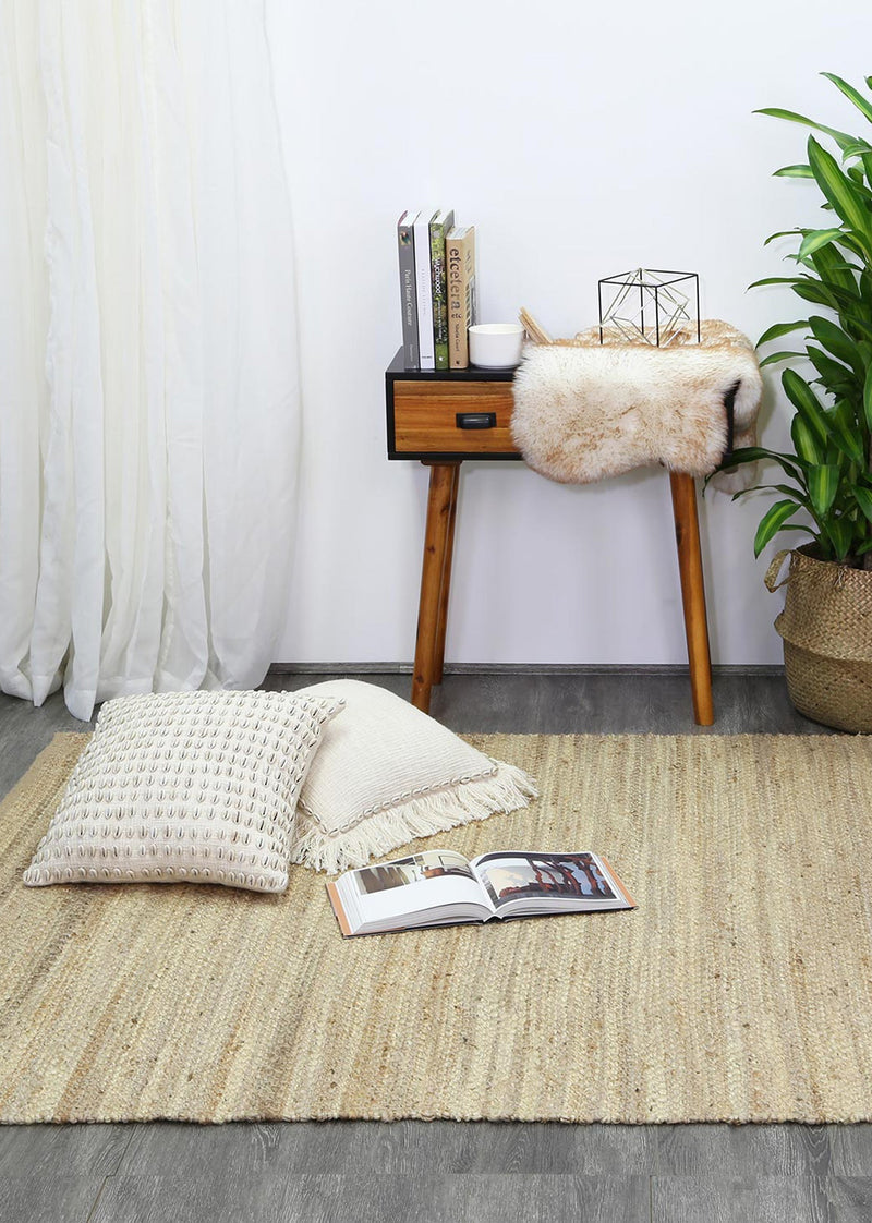 Malmo Beige Stipe Natural Jute Rug  240x330cm