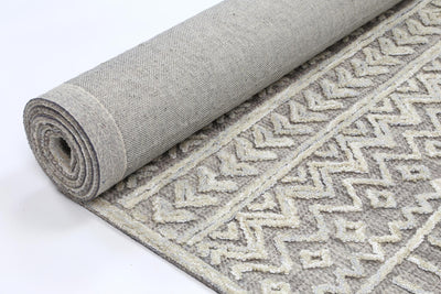 Mila Tribal Light Grey Rug 200x290cm