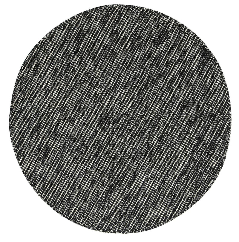 Scandi Black White Reversible Wool Round Rug 150x150 cm Round