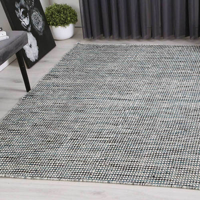 Scandi Teal Blue Reversible Wool Rug 160x230 cm