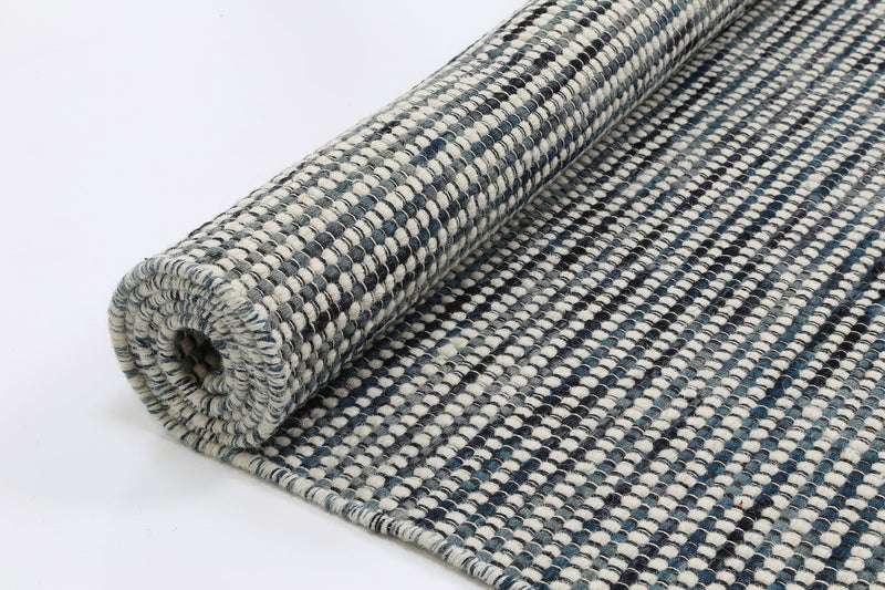 Scandi Teal Blue Reversible Wool Rug 200x290 cm