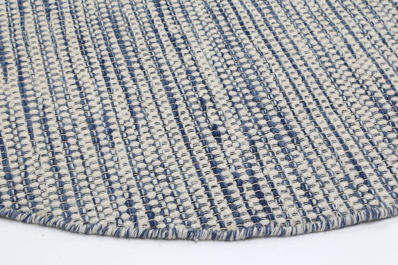 Scandi Blue Reversible Wool Round Rug 240x240 cm Round