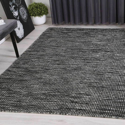 Scandi Black White Reversible Wool Rug 300x400 cm