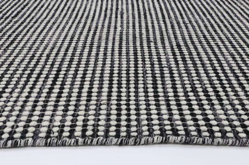 Scandi Charcoal Grey Reversible Wool Rug 300x400 cm