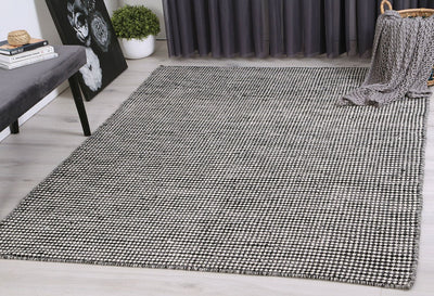 Scandi Charcoal Grey Reversible Wool Rug 300x400 cm