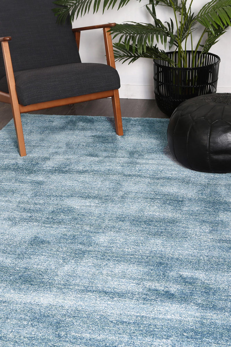 Zarin Solid Blue Modern Rug 80x300 cm