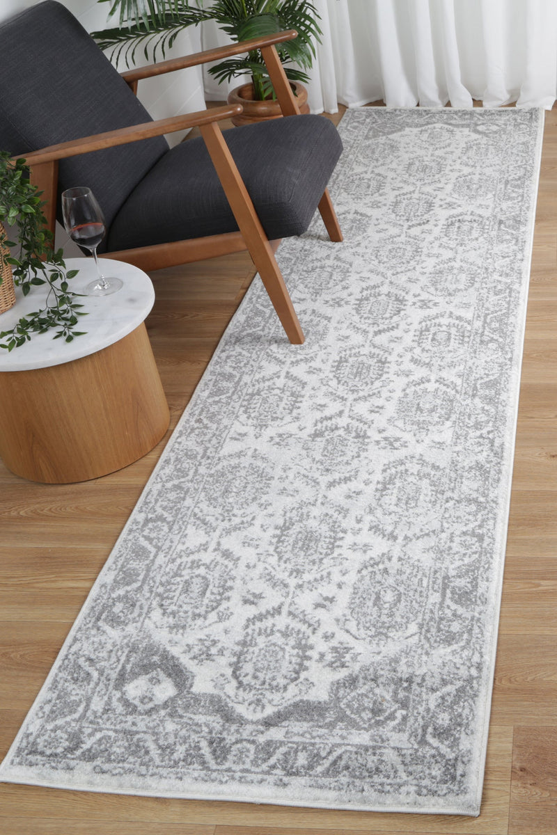 Ligures White Grey Traditional Rug 200X290cm