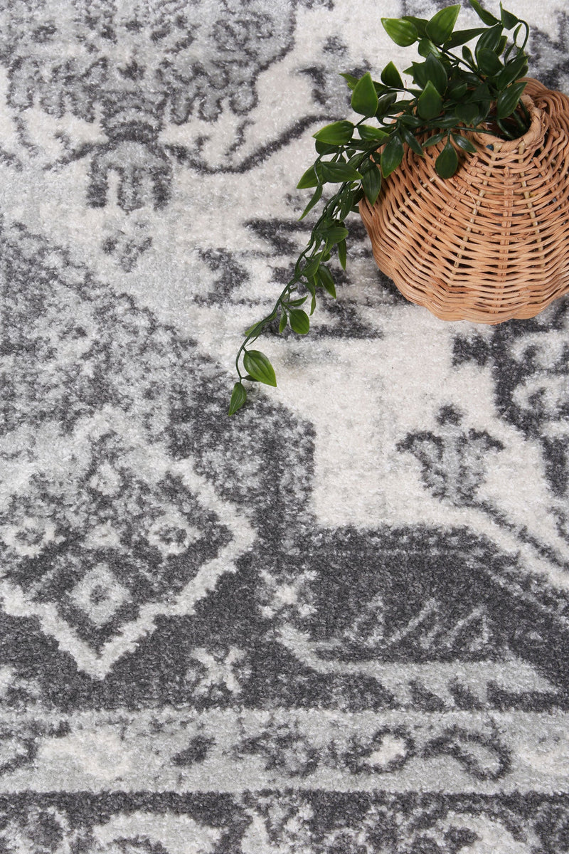 Ligures White Grey Traditional Rug 200X290cm