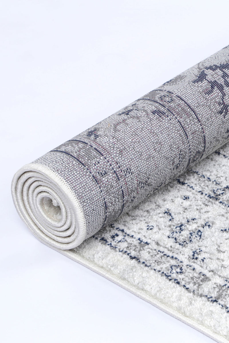 Ligures Cream Navy Floral Rug 200X290cm