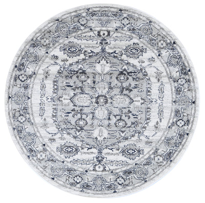 Ligures Grey White Rug 200X200cm Round