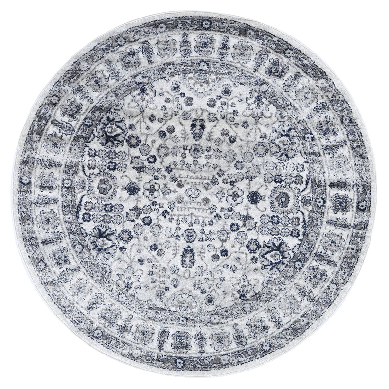 Ligures Navy Cream Traditional Rug 200X200cm Round