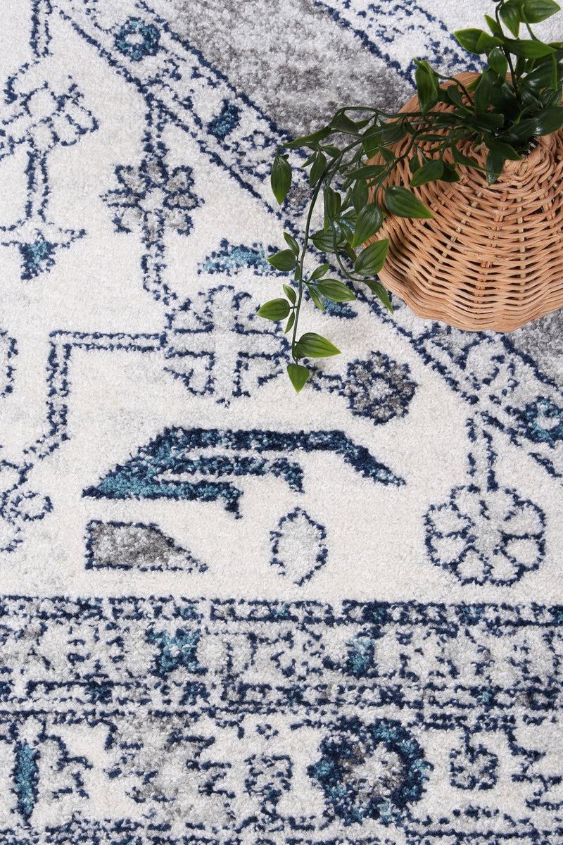 Ligures Navy Cream Ancient Rug 240X330cm