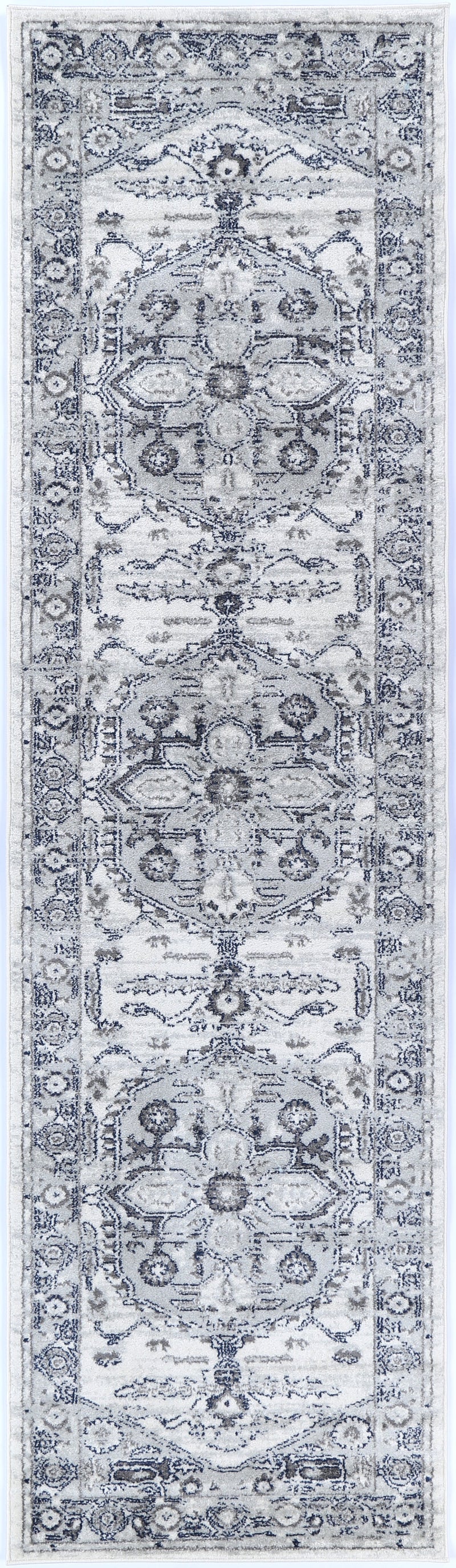 Ligures Grey White Rug 80X300cm