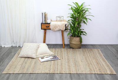 Taj Blue Natural Basket Weave Jute Rug 190x280cm