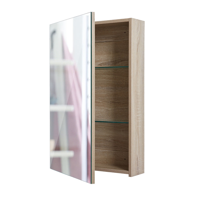 La Bella Oak Bathroom Mirror Cabinet Wall Single Door Shaving Storage 45 x 72 cm